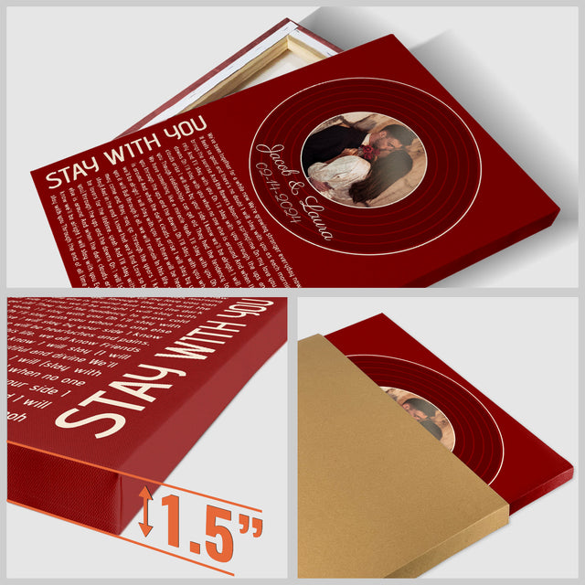 Custom Song Lyrics & Photo, Maroon Vinyl Record Canvas