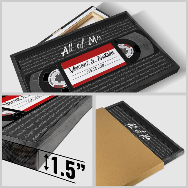 Custom Song Lyrics, Customizable Name, Date, Song Name VHS Tape Canvas Wall Art
