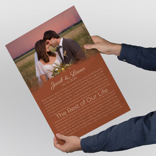 Half Song Lyrics Orange Framed Art Print, Custom Song Lyrics Name Date