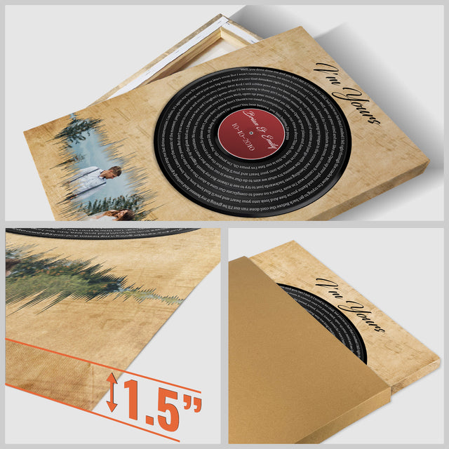 Custom Song Lyrics, Upload Photo, Customizable Text, Vinyl Record, Canvas Wall Art