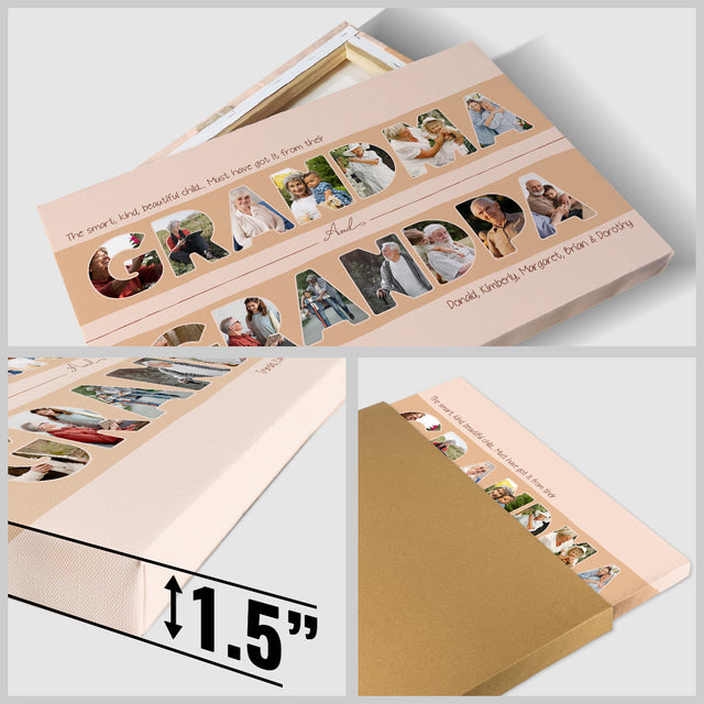 Grandma & Grandpa Photo Collage Canvas Print Custom 14 Pictures