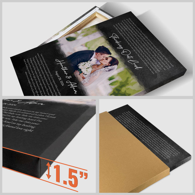 Custom Song Lyrics with Photo to Watercolor, Black Canvas