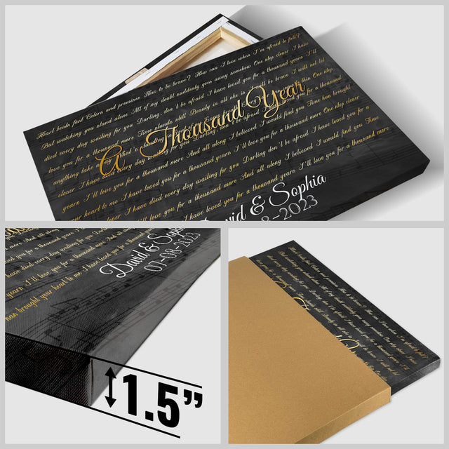 Minimalist Gold Lyrics Canvas, Custom Song Lyrics On Canvas