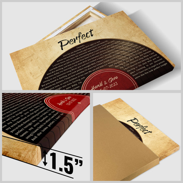 Custom Song Lyrics, Half Vinyl Record, Custom Name And Text, Canvas Wall Art