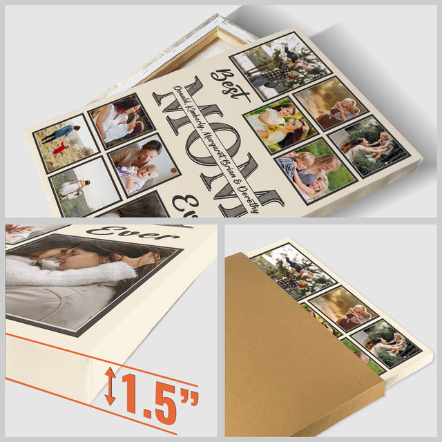 Personalized Best Mom Ever Photo Collage Canvas Custom 10 Pictures