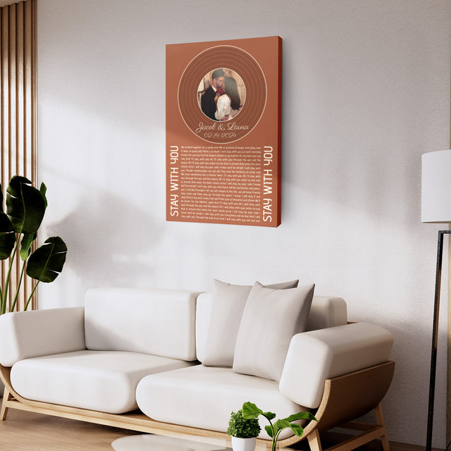 Orange Rusty Vinyl Record Canvas, Song Lyrics On Canvas Wall Art