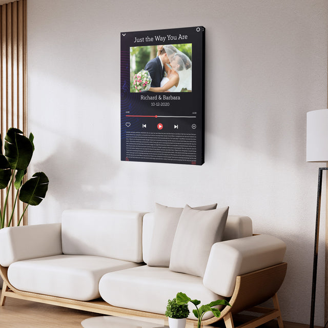 Custom Song Lyrics, Upload Photo, Customizable Text, Canvas Wall Art