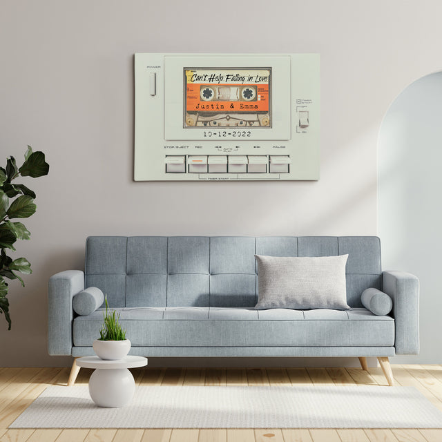 Custom Song Name, Customizable Name And Date, Cassette Player Canvas Wall Art