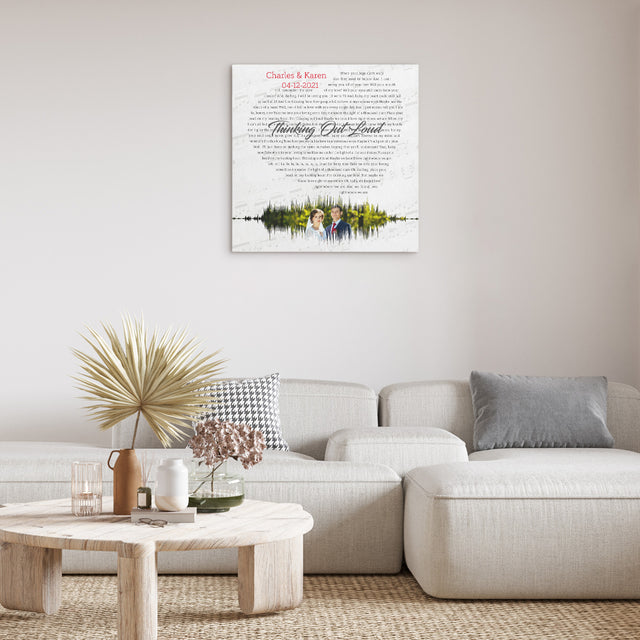 Custom Song Lyrics And Text, Heart Art , Upload Photo, Canvas Wall Art