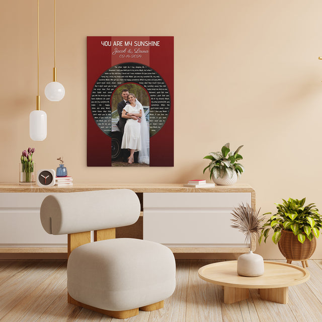 Custom Photo Song Lyrics Vintage Maroon Canvas Print