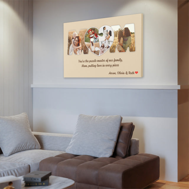 Personalized MOM Puzzle Photo Collage Canvas Wall Art