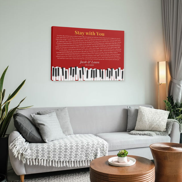 Vintage Maroon Piano Design Canvas Print
