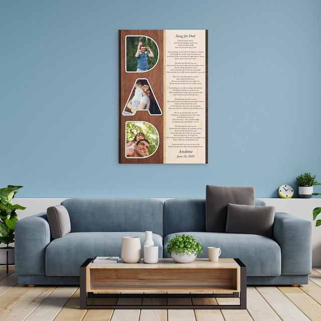 Dad Letter Photo Vertical Canvas Wall Art