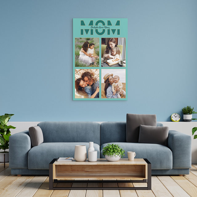 Mom Photo Collage Canvas Wall Art Custom 4 Pictures