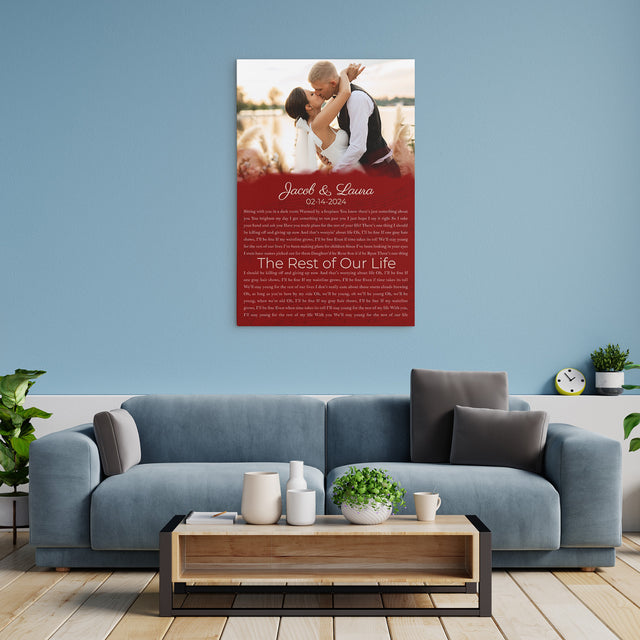 Custom Song Lyrics Name Date Vintage Maroon Canvas Print
