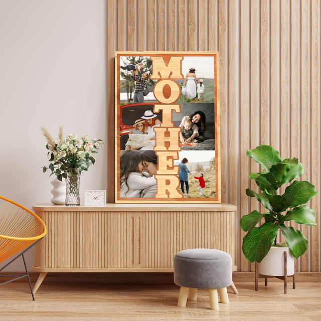 Mother Photo Collage Canvas Print Custom 6 Pictures