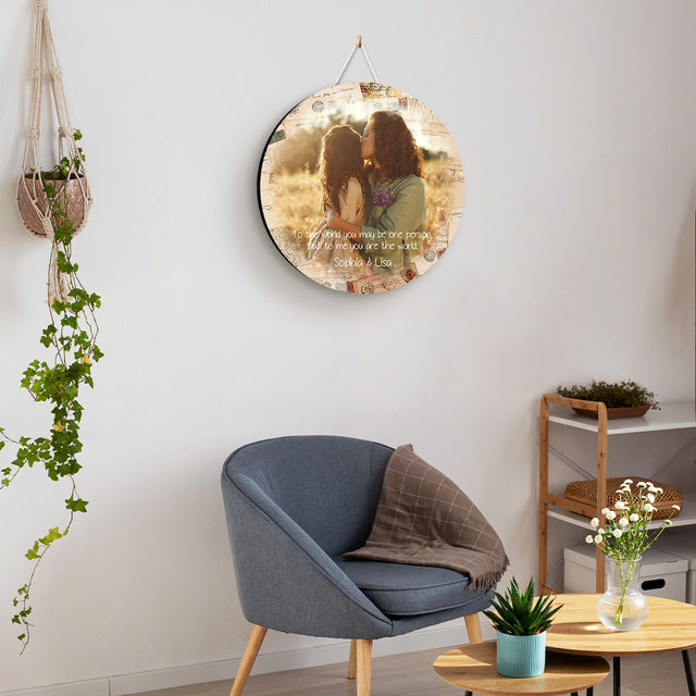 Custom Round Wood Sign, Customizable Photo And Text