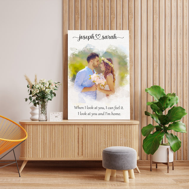 Custom Heart-Shaped Photo Canvas with Watercolor Effect
