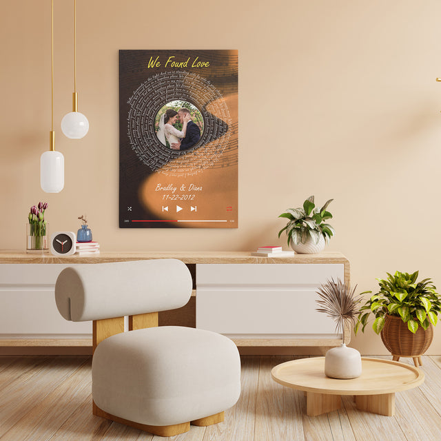 Custom Song Lyrics, Upload Photo, Customizable Text, Vinyl Record Canvas Wall Art