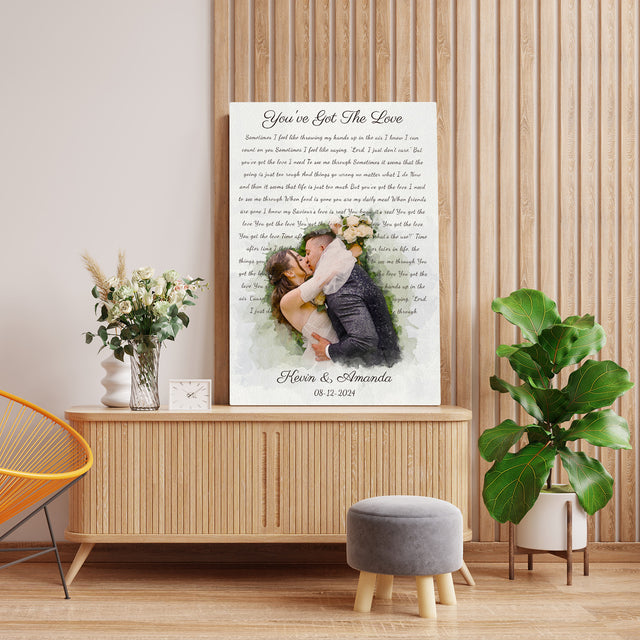 Personalized Song Lyrics & Watercolor Photo Canvas