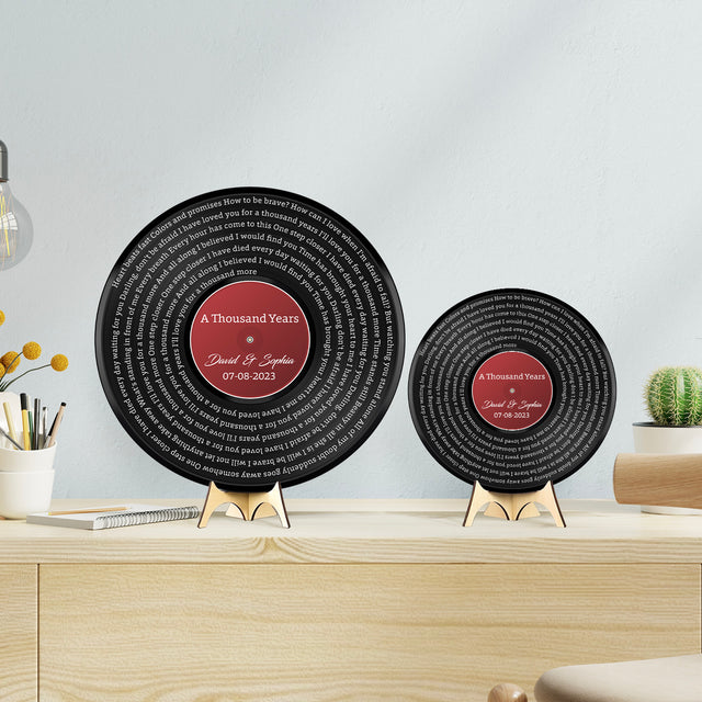 Custom Song Lyrics, Vinyl Record, Customizable Song Name And Text Round Wood Sign