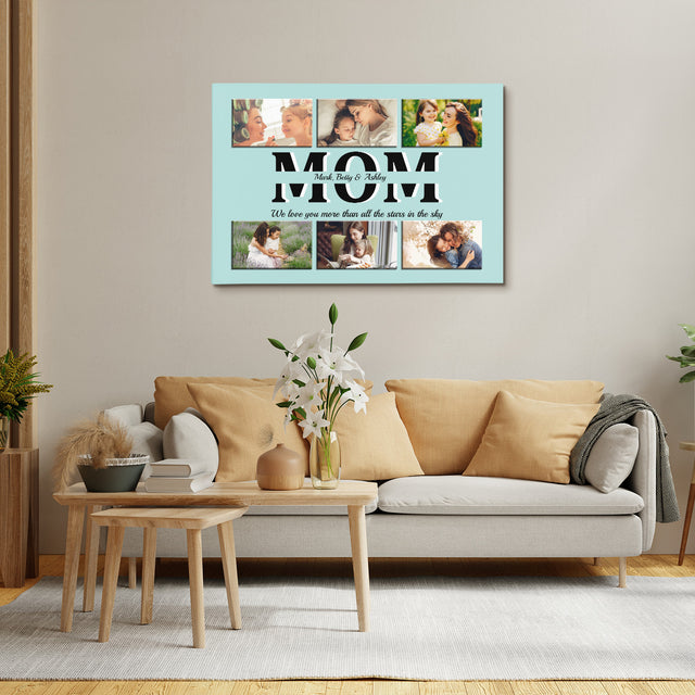 Mom Photo Collage Canvas Print With Text Custom 6 Pictures