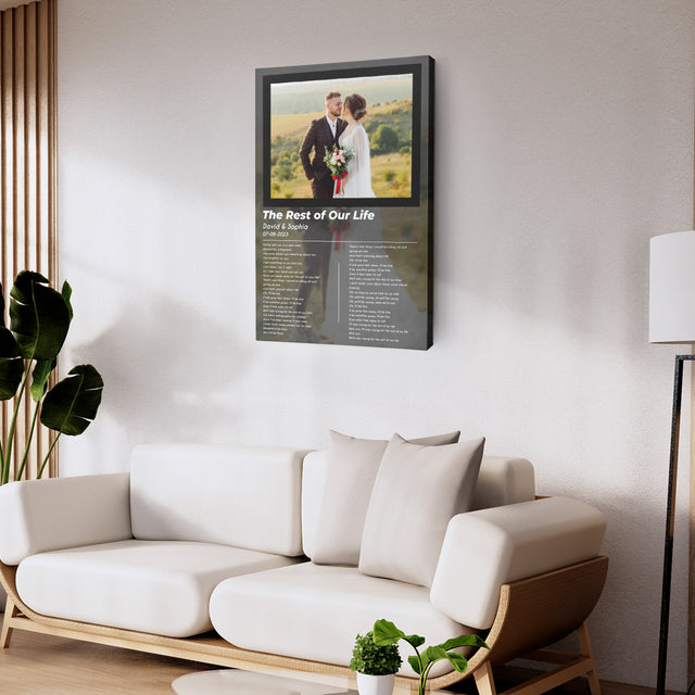 Custom Love Photo Song Lyrics Vinyl Record Canvas Print