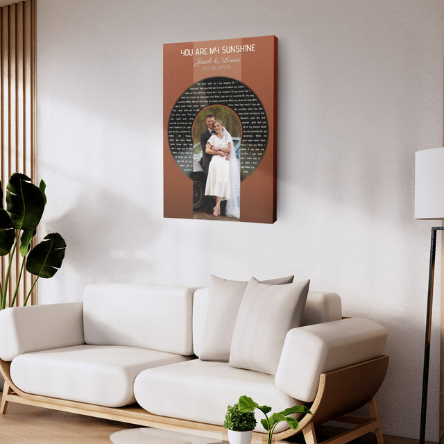 Custom Photo Song Lyrics Vintage Orange Canvas Print