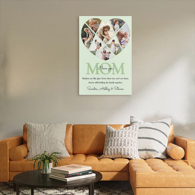 Personalized Mom Heart-Shaped Photo Collage Custom 8 Pictures