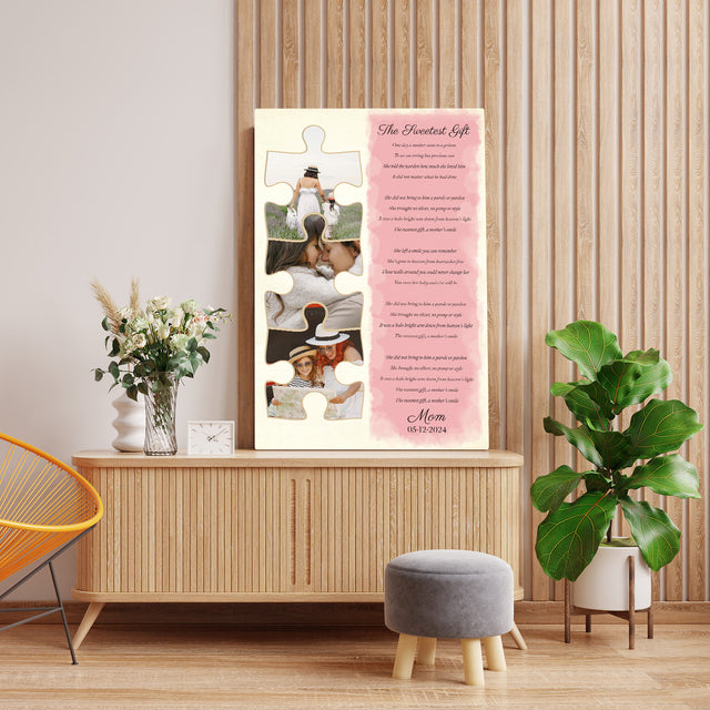 Custom Mom Puzzle Piece Photo Song Lyrics Canvas Print
