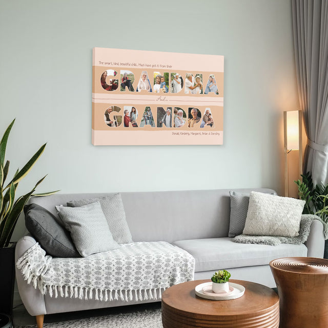 Grandma & Grandpa Photo Collage Canvas Print Custom 14 Pictures