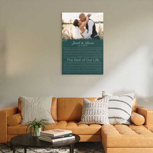 Custom Song Lyrics Name Date Vintage Green Canvas Print
