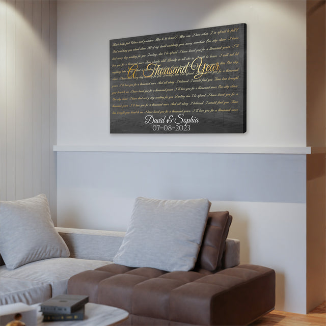 Minimalist Gold Lyrics Canvas, Custom Song Lyrics On Canvas