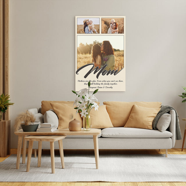 Personalized Mom Text & Photo Collage Canvas Custom 3 Pictures