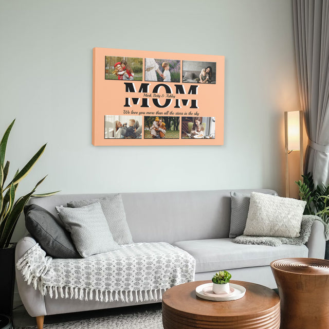 Mom Photo Collage Canvas Print With Text Custom 6 Pictures