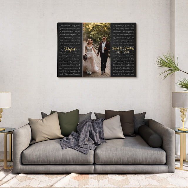 Custom Song Lyrics, Customizable Name And Upload Photo, Canvas Wall Art