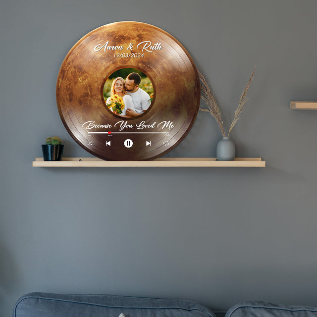 Custom Favorite Song Photo Round Wood Sign Venus Planet Background