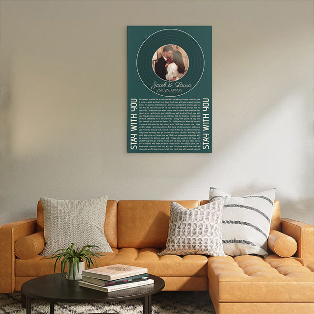 Custom Forest Green Vinyl Record & Photo Canvas