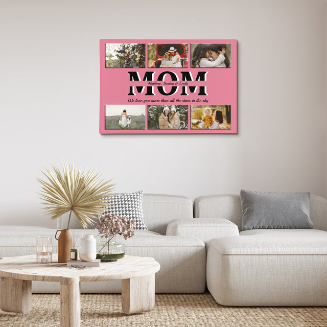 Mom Photo Collage Canvas Print With Text Custom 6 Pictures