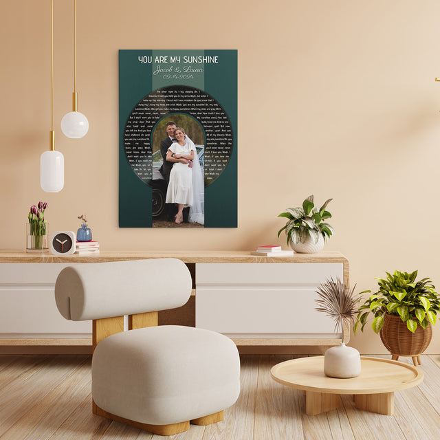 Custom Photo Song Lyrics Vintage Green Canvas Print