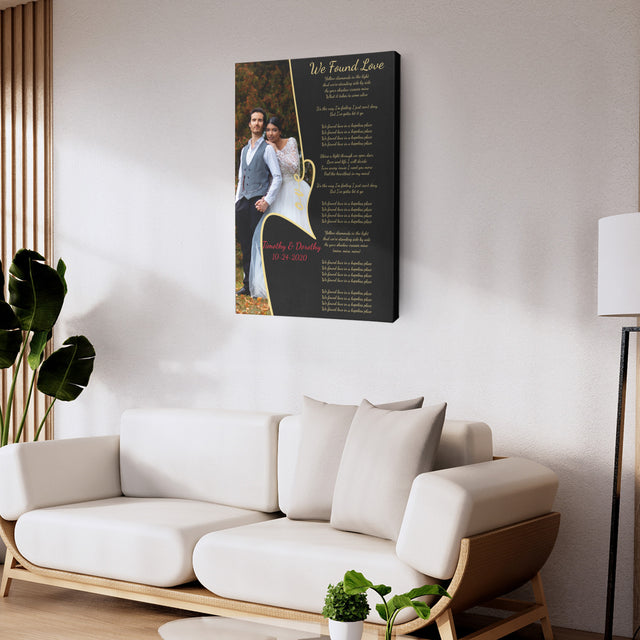 Custom Song Lyrics, Upload Photo, Customizable Text, Canvas Wall Art