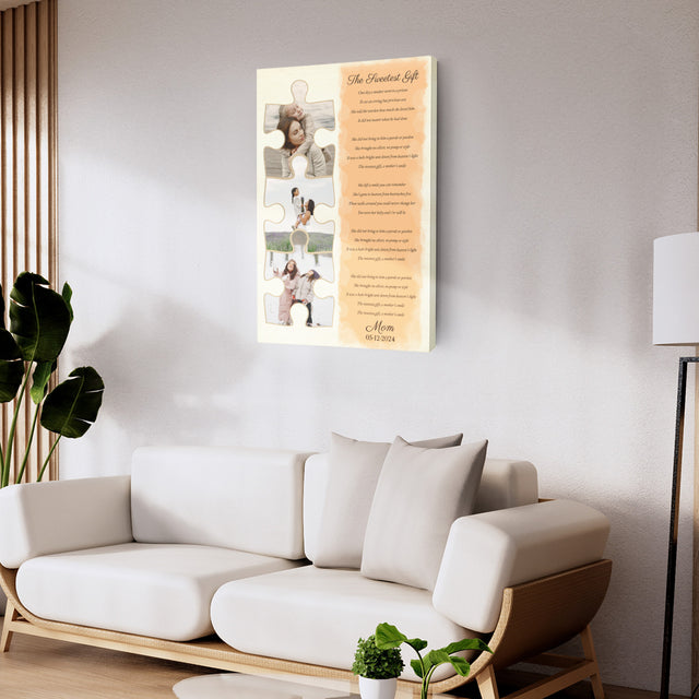 Custom Mom Puzzle Piece Photo Song Lyrics Canvas Print