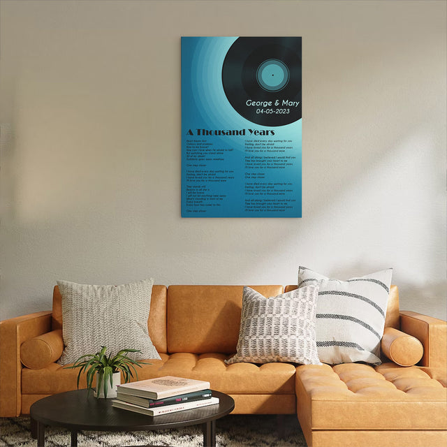 Romantic Blue Melody Canvas, Personalized Song Lyrics On Canvas