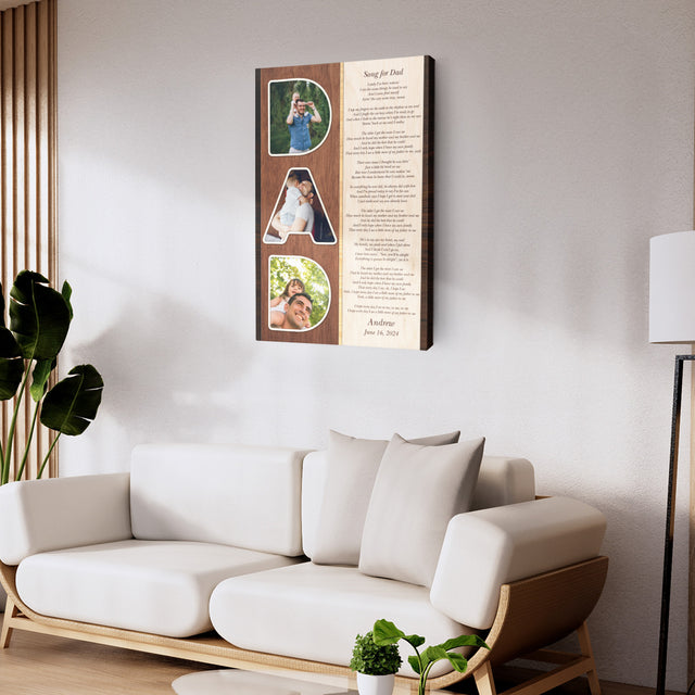Dad Letter Photo Vertical Canvas Wall Art