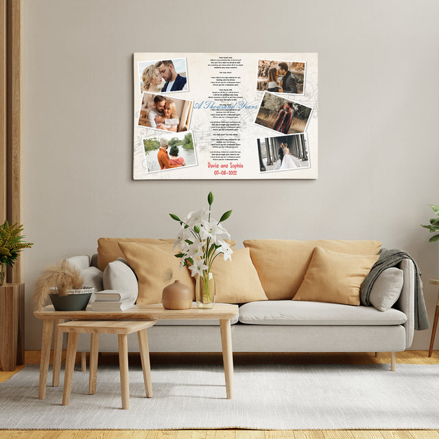 Custom Song Lyrics, Personalized Name And Text, Upload Photo, Canvas Wall Art