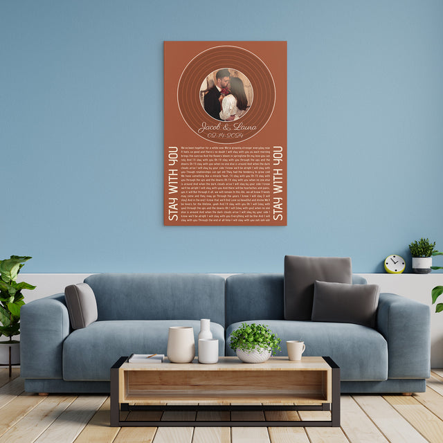 Orange Rusty Vinyl Record Canvas, Song Lyrics On Canvas Wall Art