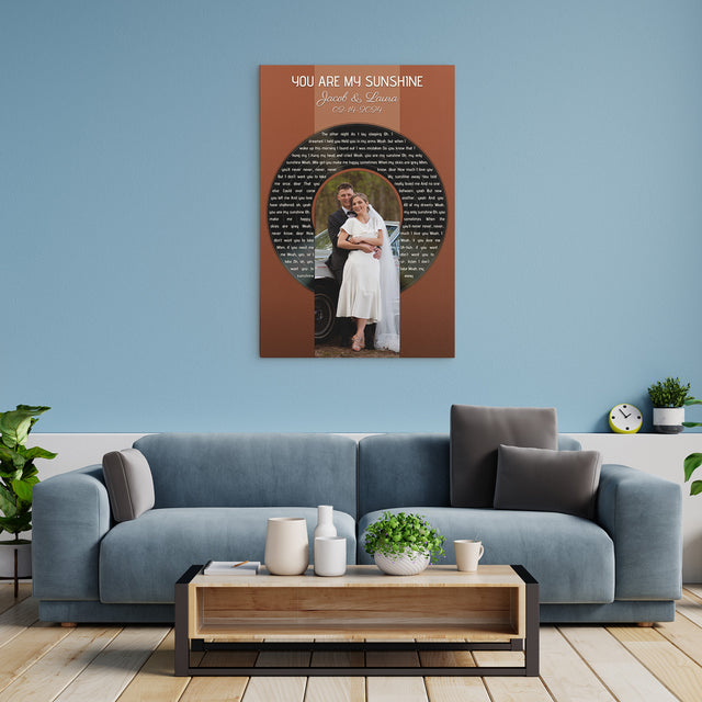 Custom Photo Song Lyrics Vintage Orange Canvas Print