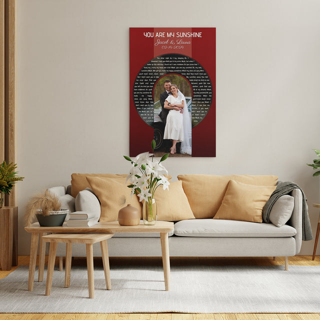 Custom Photo Song Lyrics Vintage Maroon Canvas Print