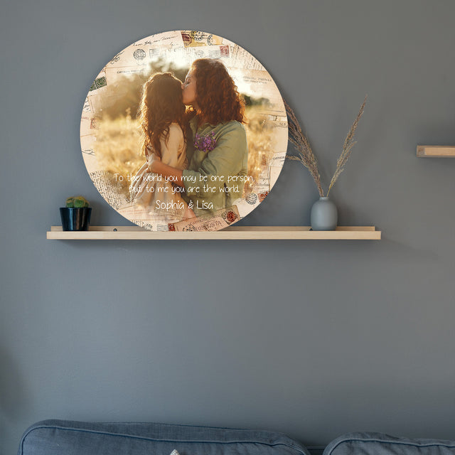 Custom Round Wood Sign, Customizable Photo And Text