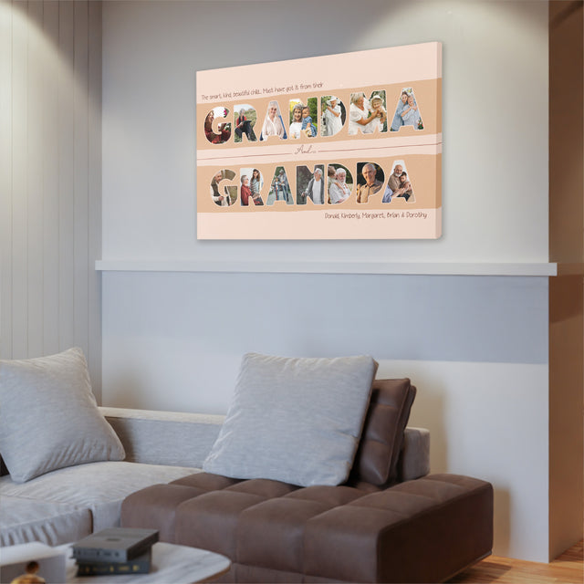 Grandma & Grandpa Photo Collage Canvas Print Custom 14 Pictures